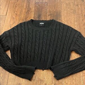 Black Cable Knit Sweater katie j nyc xl